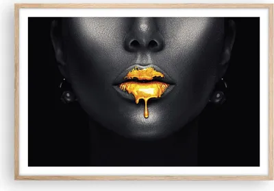Produktbild von Gerahmtes Poster - Rahmen in heller Eiche - Gold Mund Schwarz - 91,5x61 cm - Wand Bild - Wanddeko - Wandbilder - Kunstposter - Wandposter - Bilderrahmen - Bilder - Kunstdruck - P2NAA91x61-4460