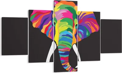Produktbild von Bild auf Leinwand - Leinwandbild - Elefant spaß bunt tier - 125x70cm - Wand Bild - Wanddeko - Leinwanddruck - Bilder - Kunstdruck - Wanddekoration - Leinwand bilder - Wandkunst - EA125x70-2928
