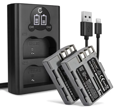 Image de CELLONIC 2x Batterie pour Appareil photo Compatible avec Nikon D700, D90, D200, EN-EL3e - (1600mAh, 7.4V) + Chargeur Double