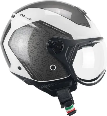 Image de Casque Jet CGM 167L FLO Bico Blanc Gris Brillant Visière Moulée Taille S