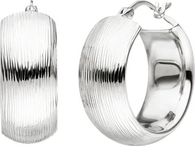 Produktbild von JOBO Creolen breit 925 Sterling Silber mit Struktur Ohrringe Silbercreolen