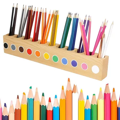 Produktbild von Stiftehalter aus Holz, Aufbewahrungsbox für Stifte, Schreibtischbox für Schule, Büro und Zuhause.