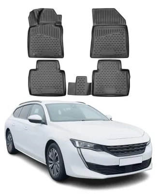 Imagen del producto de Alfombrillas para el suelo del Peugeot 508 SW (2018-2021), de goma termoplástica (TPE), color negro, juego de 4 piezas