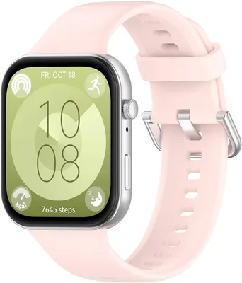 Produktbild von Strap-it Silikonarmband mit Schnalle – passend für Huawei Watch Fit 3 (Hellrosa)