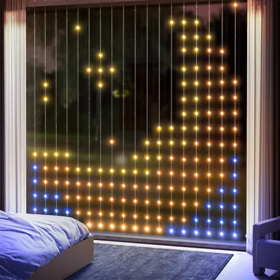 Produktbild von Lichterkette mit Musiksynchronisation und Timerfunktion LED Lichtervorhang 3×3m für Hochzeit Party