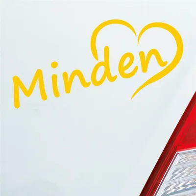 Produktbild von Auto Aufkleber Minden Herz Stadt City Liebe Love Heimat 17,5x8 cm Gelb Sticker Heckscheibenaufkleber