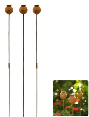 Produktbild von 3er Set Metallblumen Gartenstecker, dekorative Gartendeko für Rasen, Terrasse und Blumenbeet