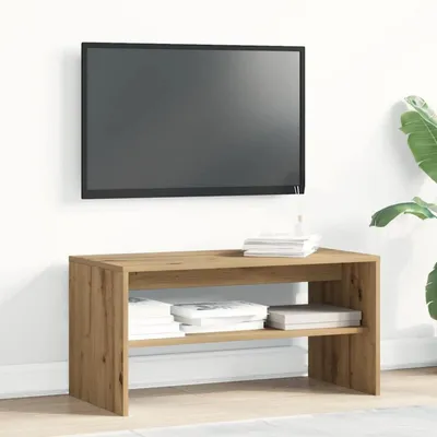 Obrázok produktu pre TV stojan, 80 cm, prírodná farba, vzhľad dreva, otvorená polica, vhodný do obývačky alebo spálne, rozmer 80 x 40 cm