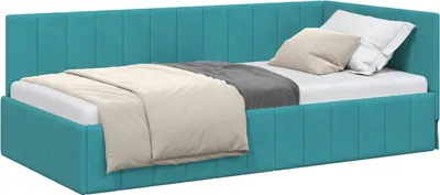 Produktbild von vidaXL Eckbettgestell mit Kopfteil Türkis 100 cm x 200 cm Samt