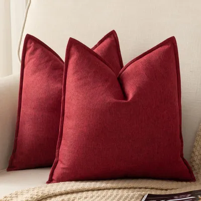 Productafbeelding van Kussensloop, linnen, 65x65 cm, bordeauxrood, set van 2