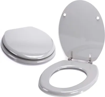 Immagine prodotto di MSV Sedile WC Coperchio del WC Anima in legno MDF "Grey" Cerniere in acciaio inox - qualità elevata e stabile