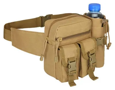 Produktbild von Bauchtasche mit Wasserflasche – Fanny Pack – Umhängetasche – wasserdicht – großer Stauraum – für Reisen, Wandern, Outdoor & Sport – Schwarz