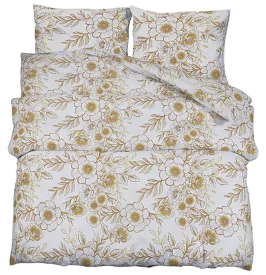 Produktbild von vidaXL Bettwäsche-Set Weiß und Braun 220x240 cm Baumwolle