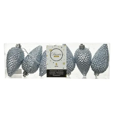 Produktbild von Christbaumschmuck Zapfen bruchfest Ø 4,5 cm H 8 cm 6 Stück grau