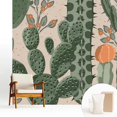 Obrázek produktu pro Samolepicí fototapeta – 250 x 250 cm – tapeta – nástěnná tapeta – nástěnné obrazy – samolepicí fólie – dekorativní fólie – tapetová fólie – stěna – dekorace – obývací pokoj – zelené kaktusy