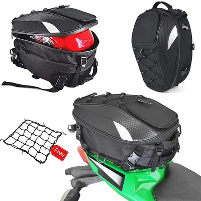 Produktbild von Motorrad Rucksack, Motorrad Satteltasche, Seesack für Helme, Motorrad Rücksitz Tasche, Multifunktionaler Rucksack, motorrad tasche 43x29x30cm