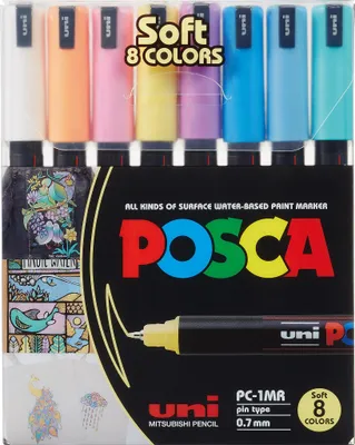 Immagine prodotto di uni-ball UNI POSCA PC-1MR - Set di 8 pennarelli - Pastello
