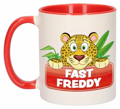Produktbild von Fast Freddy Becher - rot/weis - Keramik - 300 ml - Kinderbecher