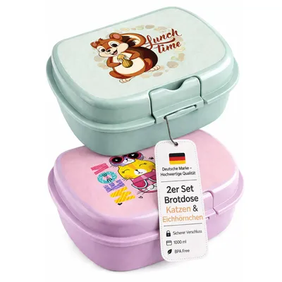 Produktbild von Kinder Lunchbox 2er Set Butterbrotdose Brotdose Kunststoff Brotbox Sandwich Box