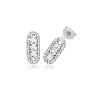 Produktbild von Raffinierte 925 Sterling Silber (Rhodiniert) Damen - Paar Ohrstecker mit Zirkonia - 15mm*6mm; TRS33408