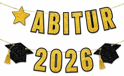 Productafbeelding van Abitur 2026: Goud- en zwart glinsterende papieren slingers