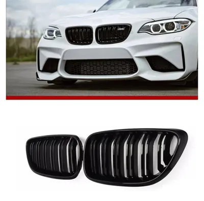 Image de Calandre à double rein pour BMW F22/F23/F24/F27/E87 (2012-2018), peinte en noir brillant