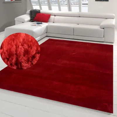 Immagine prodotto di Tappeto Shaggy soggiorno morbido a pelo alto e lungo flokati bagno lavabile in rosso dimensioni - 160 x 220 cm