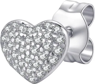 Produktbild von Silver single earrings Heart with zircons Storie RZO046
