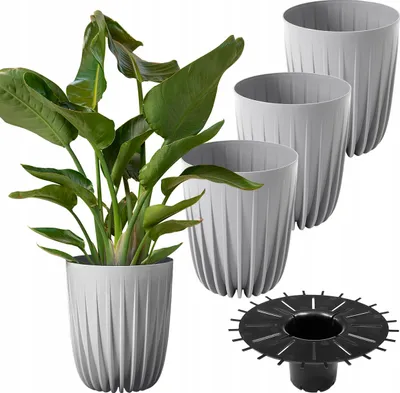 Zdjęcie produktu dla Lamela zestaw 3 doniczek | Mira | ECO | szary | 19 cm