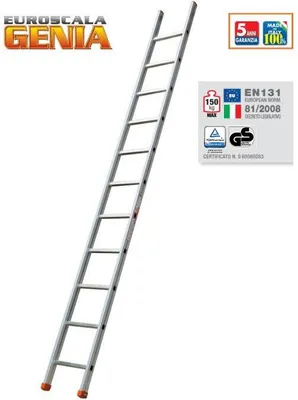 Image de Echelle simple en aluminium FACAL 8 échelons Hauteur 2m50 - Haut. travail 3.55 m Genia - GS250