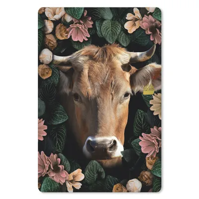 Produktbild von MuchoWow® Mauspad Mousepad Kuh - Tiere - Blumen 40x60 cm - Mousepads - Maus Mat - Pad - Mausunterlage - Schreibtisch Accesoire