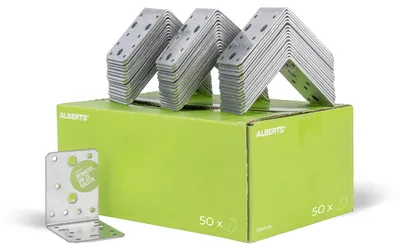 Produktbild von Alberts 837594 Winkelverbinder | Handwerkerpack | sendzimirverzinkt | 90 x 90 x 65 mm | 50er Set
