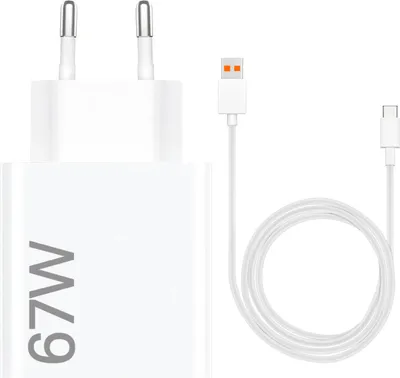 Produktbild von Xiaomi Mi, Redmi Note, Poco 67W Schnellladegerät HyperCharge USB-A mit 1m USB-C Kabel