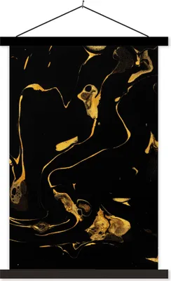 Produktbild von MuchoWow® Textilposter Muster - Gold - Schwarz 120x180 cm mit schwarzem Rahmen - Fotos