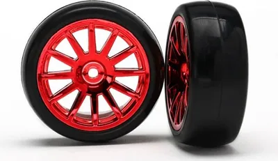 Produktbild von TRAXXAS Slick-Reifen auf Felge rot TRX7573X