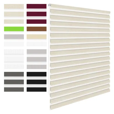 Produktbild von ECD Germany Dvojitá roleta Klemmfix bez vrtání - 45 x 150 cm - přírodní - pro ochranu proti slunci a soukromí - včetně upevňovacího materiálu - boční stahování rolety zatemňovací roleta
