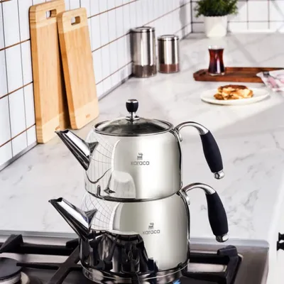 Produktbild von Karaca Stella Edelstahl Teekanne Teekocher Teepot 18/10 Cr-Ni Edelstahl Teesieb Teekessel Wasserkessel Teebereiter