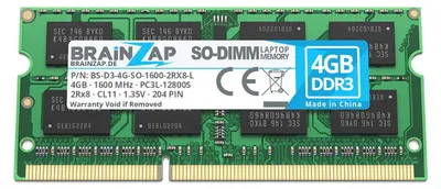 Produktbild von BRAINZAP 4GB DDR3 RAM SO-DIMM PC3L-12800S 2Rx8 1600 MHz 1.35V CL11 Notebook Laptop Arbeitsspeicher