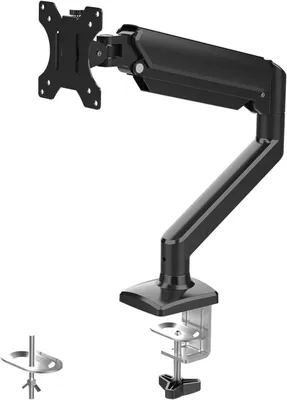 Image de Support pour écran d'ordinateur à ressort à gaz - Bras d'écran pour bureau - Organisateur de bureau - Réglable en hauteur - Pour écrans de 13 à 32 pouces - Noir