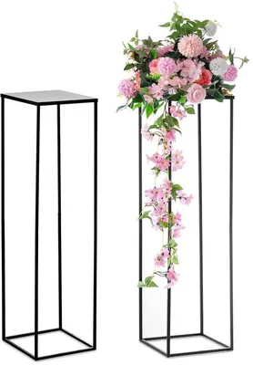 Imagen del producto de Azomor®: Dos elegantes jarrones s con soporte de metal, ideales para eventos y decoración de interiores