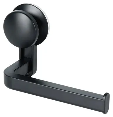 Image de Porte-rouleau de papier toilette - Fixation par ventouse - Plastique - 16,5 cm - Noir