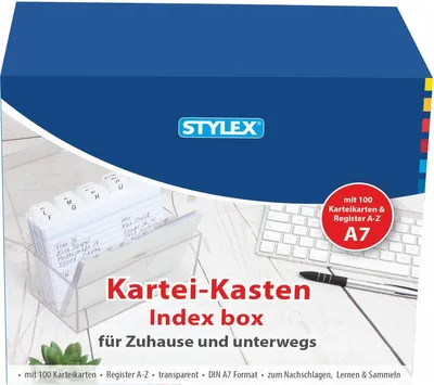 Produktbild von Karteikasten A7 glasklar inkl 100 Karteikarten
