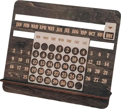 Produktbild von Ewiger Kalender 2025, Holz-Tischkalender, 12 Monate, Schreibtisch-Schiebekalender für Zuhause, Büro, Schule, Dekoration