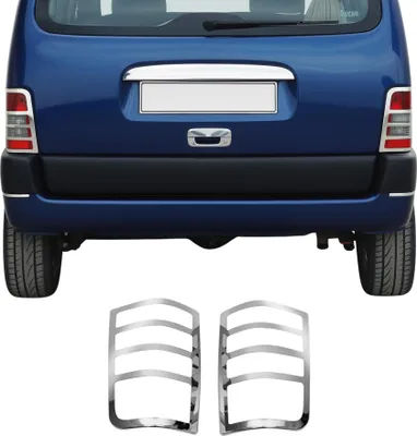 Image de Cadre de Feu Stop Arrière pour Peugeot Partner 1996-2008 acier inox 2 Pcs