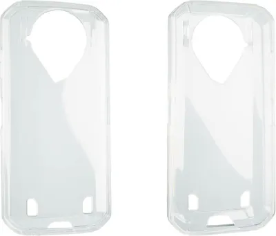 Two clear phone cases are shown side-by-side against a white background.