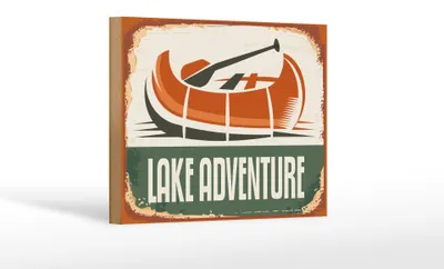 Produktbild von Holzschild Retro 18x12cm lake adventure Outdoor