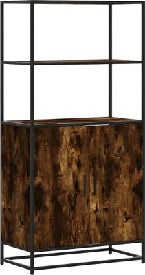 Image de Buffet haut chêne fumé 68x35x139 cm bois d'ingénierie métal