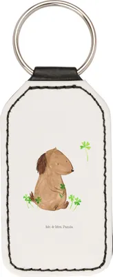 Produktbild von Mr. & Mrs. Panda schlüssel anhänger Hund Kleeblatt - Weiß - Geschenk, Taschenanhänger, Schlüsselanhänger, Hundebesitzer, für, Viel Glück, schlüsselbund, Mit Spruch