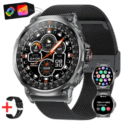 Produktbild von S&T DESIGN Smartwatch Fitness Tracker Uhr für Herren mit Telefonfunktion Groß Smartwatch 1,85" AMOLED-Display Whatsapp Herzfrequenz-/Schlafüberwachung