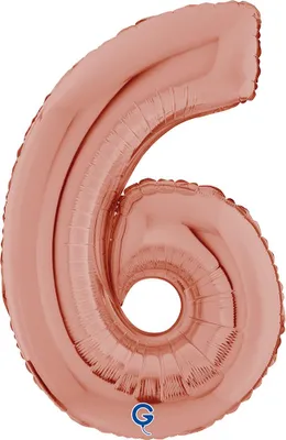Produktbild von Riesenzahl Folienballon 26"/66cm | Rosegold Zahl: 6